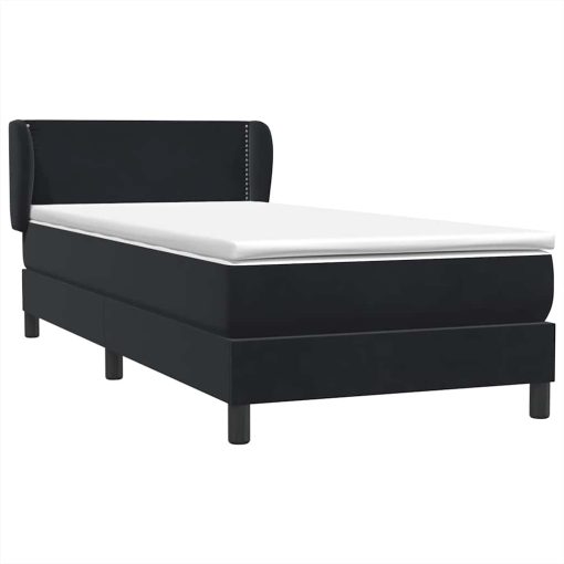 Giroletto A Molle Con Materasso Nero 80x210 Cm Velluto - Image 4