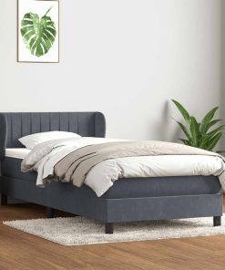 Giroletto A Molle Con Materasso Grigio Scuro 90x210 Cm Velluto