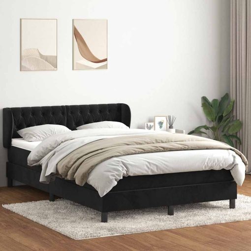 Giroletto A Molle Con Materasso Nero 140x210 Cm In Velluto