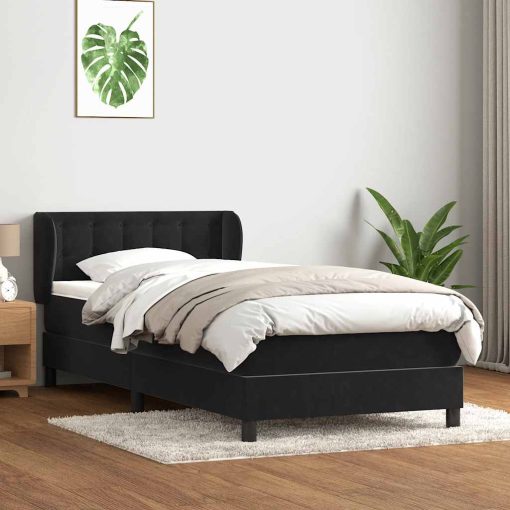 Giroletto A Molle Con Materasso Nero 80x210 Cm Velluto