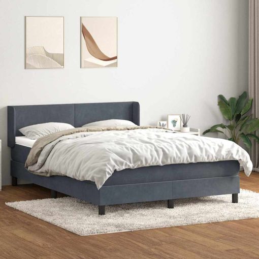 Giroletto A Molle Con Materasso Grigio Scuro 140x220 Cm Velluto - Image 3