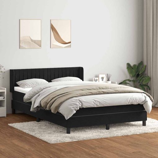 Giroletto A Molle Con Materasso Nero 140x220 Cm In Velluto - Image 3