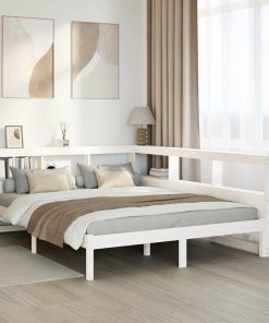 Letto Libreria Senza Materasso Bianco 140x190 Cm Legno Di Pino