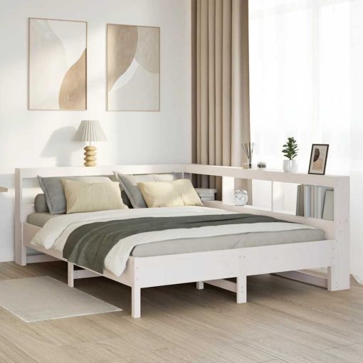 Letto Libreria Senza Materasso Bianco 150x200 Cm Legno Di Pino