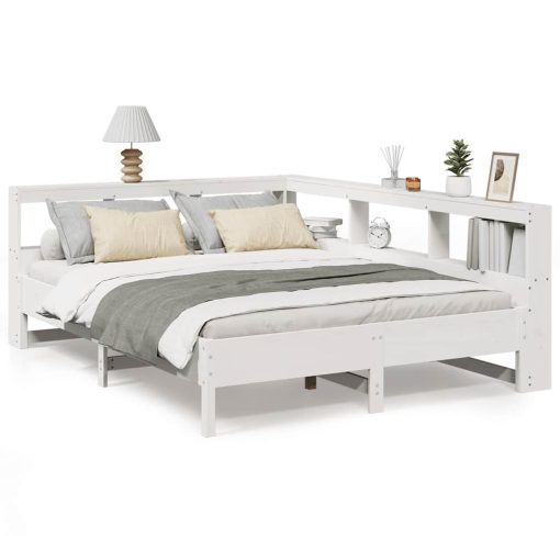 Letto Libreria Senza Materasso Bianco 150x200 Cm Legno Di Pino - Image 2