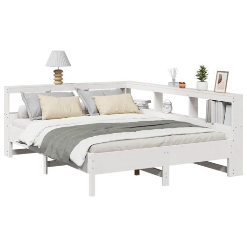 Letto Libreria Senza Materasso Bianco 150x200 Cm Legno Di Pino - Image 3