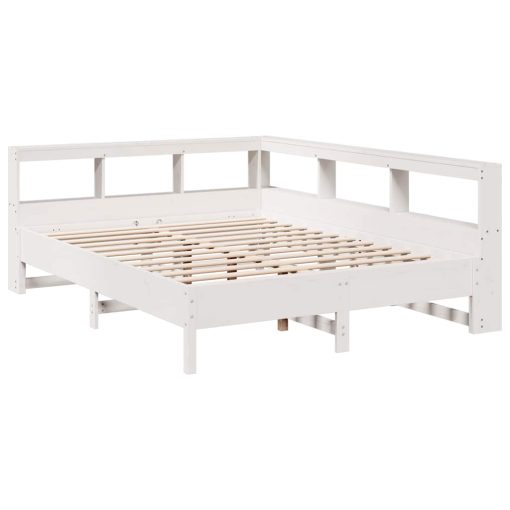 Letto Libreria Senza Materasso Bianco 150x200 Cm Legno Di Pino - Image 4