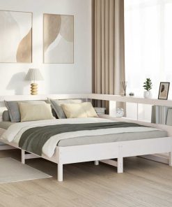 Letto Libreria Senza Materasso Bianco 140x190 Cm Legno Di Pino