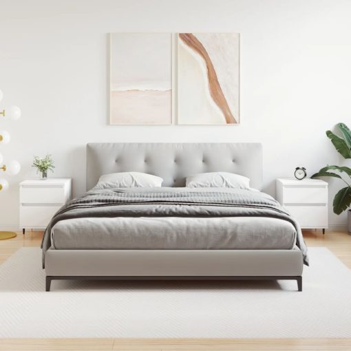 Comodini 2pz Bianchi 40x35x50 Cm In Legno Multistrato