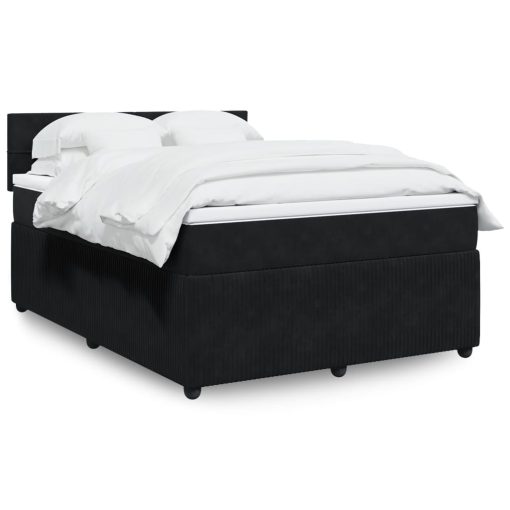 Giroletto A Molle Con Materasso Nero 140x190 Cm In Velluto
