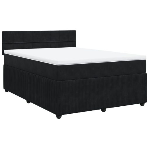 Giroletto A Molle Con Materasso Nero 140x190 Cm In Velluto - Image 3