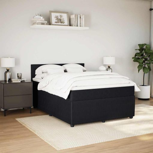 Giroletto A Molle Con Materasso Nero 140x190 Cm In Velluto - Image 5