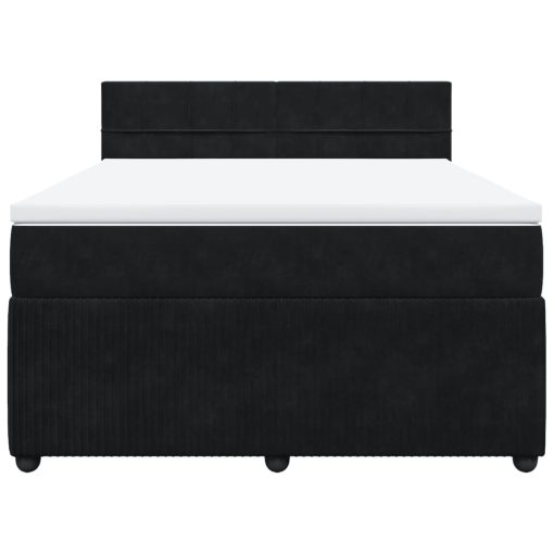 Giroletto A Molle Con Materasso Nero 140x190 Cm In Velluto - Image 6