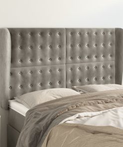 Testiera Ad Orecchio Grigio Chiaro 147x23x118/128 Cm In Velluto