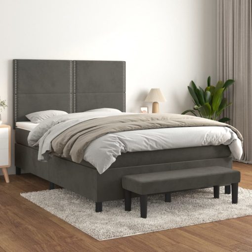 Giroletto A Molle Con Materasso Grigio Scuro 140x190 Cm Velluto