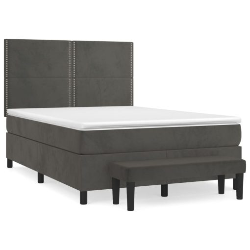 Giroletto A Molle Con Materasso Grigio Scuro 140x190 Cm Velluto - Image 2