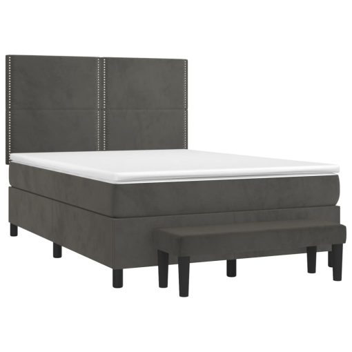 Giroletto A Molle Con Materasso Grigio Scuro 140x190 Cm Velluto - Image 3