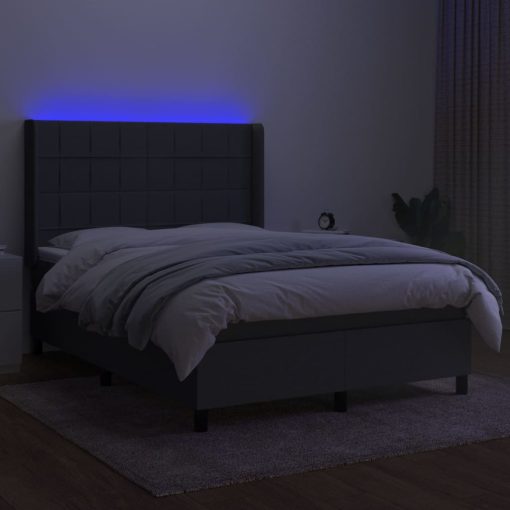 Letto A Molle Materasso E Led Grigio Scuro 140x190cm In Tessuto - Image 3