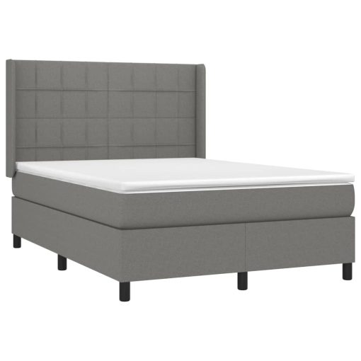 Letto A Molle Materasso E Led Grigio Scuro 140x190cm In Tessuto - Image 4