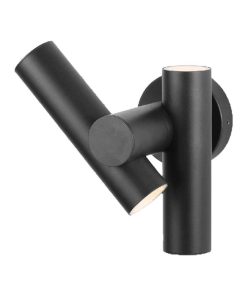 2x2.6w 2 Way Spot Wall Light 3000k Black Body Ip44