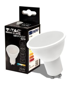 Led Spotlight Samsung Chip Gu10 4.5w Smooth Plastic 100°d 4000k