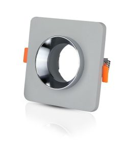 Gu10 Fitting Gypsum Metal Grey Recessed Light With Chrome Bottom Square