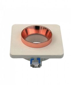 Gu10 Fitting Gypsum Metal Off White Recessed Light With Matt Rose Gold Square