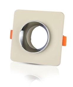 Gu10 Fitting Gypsum Metal Off White Recessed Light With Chrome Bottom Round