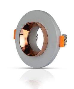 Gu10 Fitting Gypsum Metal Grey Recessed Light With Rose Gold Round