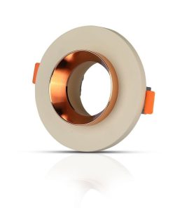 Gu10 Fitting Gypsum Metal Off White Recessed Light With Matt Rose Gold Round