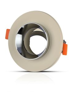 Gu10 Fitting Gypsum Metal Off White Recessed Light With Chrome Round