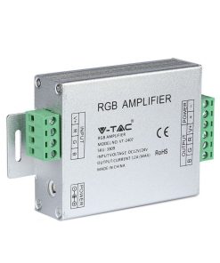 Rgb Led Strip Signal Amplifier 3-Channel 12–24v 12a Screw Terminals / Dc 2.1 Jack