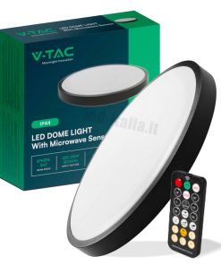 36w Led Dome Light Round Microwave Sensor Black Frame 4000k Ip44