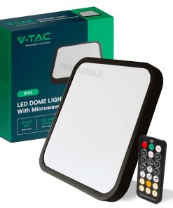 18w Led Dome Light Square Microwave Sensor Black Frame 4000k Ip44