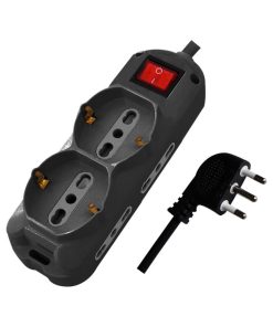 Multipresa Con Cavo 1,5m E 6x Prese 10/16a (4x Laterali Bipasso + 2x Frontale Bipasso/schuko), Spina 16a E Interruttore Colore Nero