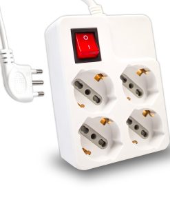 Multipresa Quadra Con Cavo 1,5m E 4x Prese Bipasso/schuko 10/16a, Spina 16a E Interruttore Colore Bianco