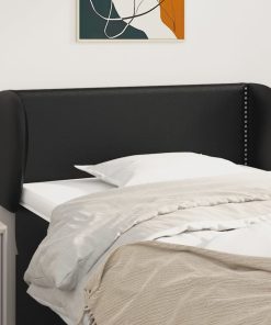 Testiera Ad Orecchio Nera 93x23x78/88 Cm In Similpelle