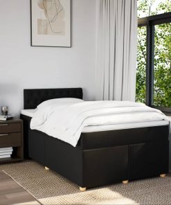 Giroletto A Molle Con Materasso Nero 120x200 Cm In Tessuto