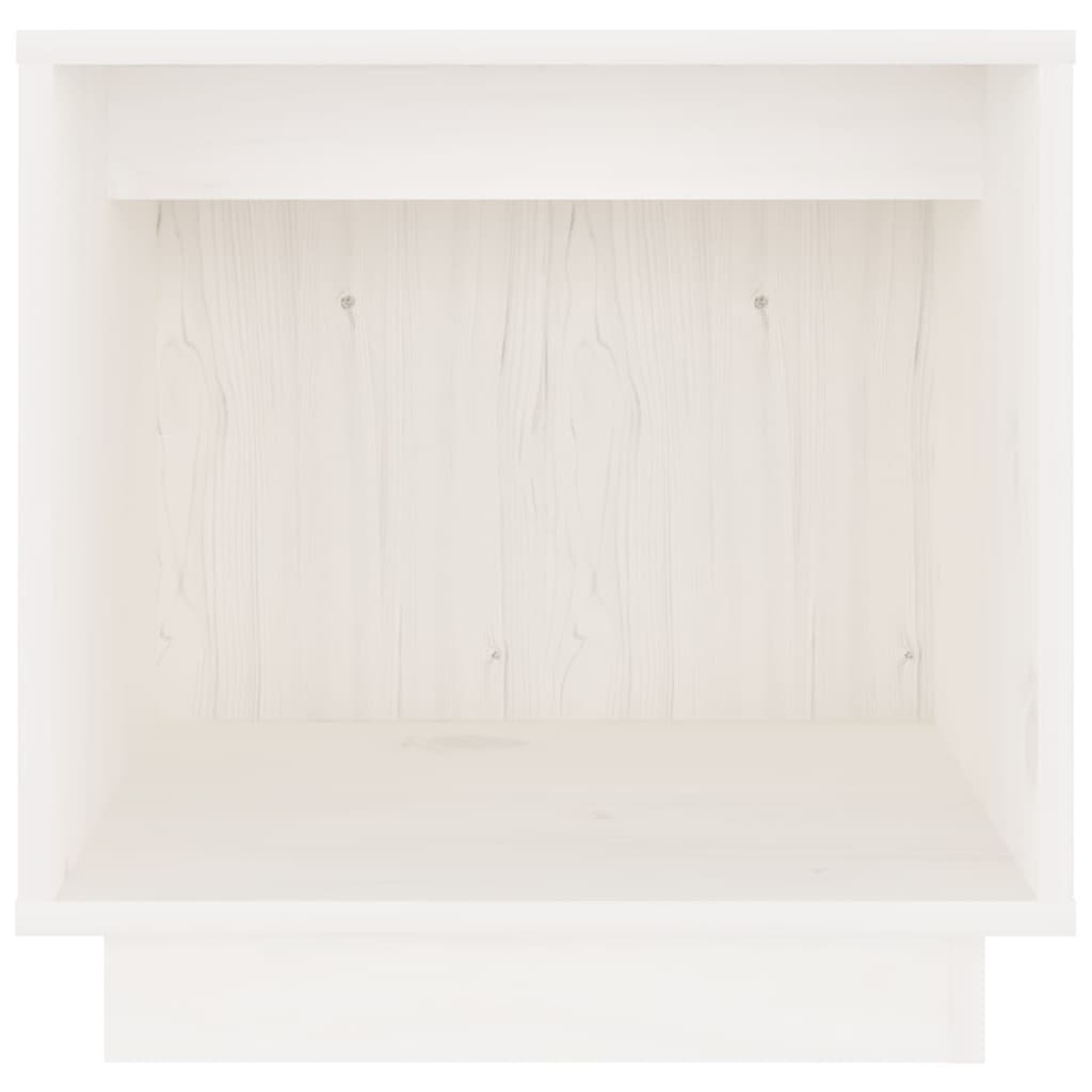 Comodino Bianco 40x30x40 Cm In Legno Massello Di Pino