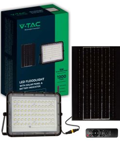 15w Led Solar Floodlight 4000k Replaceable Battery 3m Wire Black Body