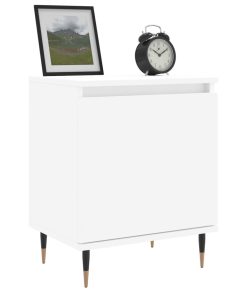 Comodini 2 Pz Bianchi 40x30x50 Cm In Legno Multistrato