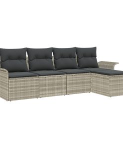 Divano Da Esterno Con Cuscino 5 Pcs Grigio Chiaro Polyrattan
