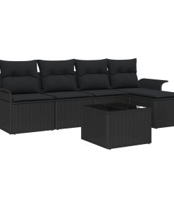 Divano Da Esterno Con Cuscino 6 Pcs Nero Polyrattan
