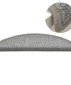 Tappetini Per Scale 15 Pz 56x17x3 Cm Grigio Chiaro Semicircolari