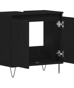 Cabinet Da Bagno Nero Rovere 58x33x60 Cm Legno Ingegnerizzato