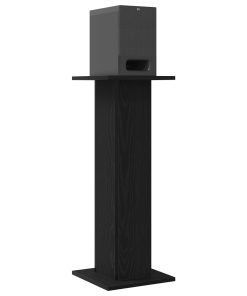 Supporti Per Altoparlanti 2 Pz Rovere Nero 30x30x80 Cm Legno Ingegnerizzato