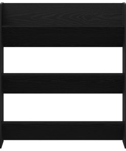 Armadio Da Scarpe Da Parete - Rovere Nero, 80 X 18 X 90 Cm, Fatto In Legno Ingegnerizzato