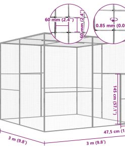 Gabbia Per Gatti 3x3x2,5 M In Acciaio Zincato