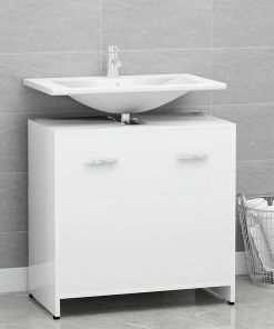 Armadio Da Bagno Bianco 60x33x61 Cm In Legno Multistrato