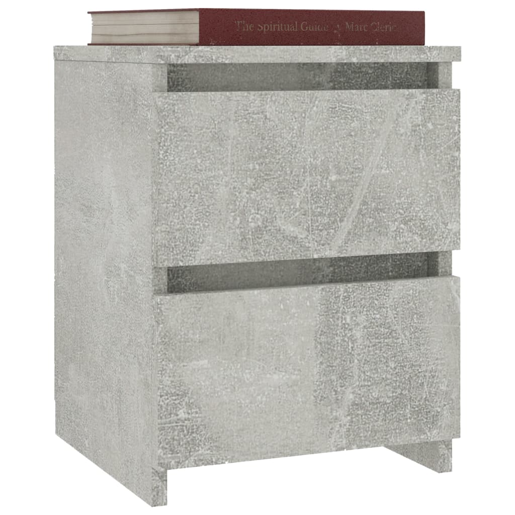 Comodini 2pz Grigio Cemento 30x30x40 Cm In Legno Multistrato